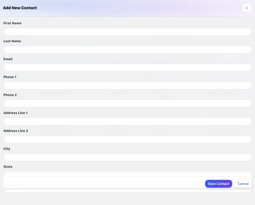 WebDev CRM - Add Contact